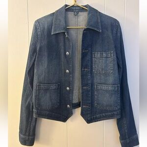 Women’s Lauren Jeans Co Denim Jacket Size Medium Turquoise Buttons